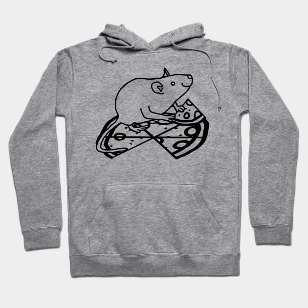 Rat with Pizza Outline Hoodie by ellenhenryart